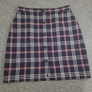 Brooks Brothers Skirt Size 12 Button Front Blue Plaid Button Front Preppy
